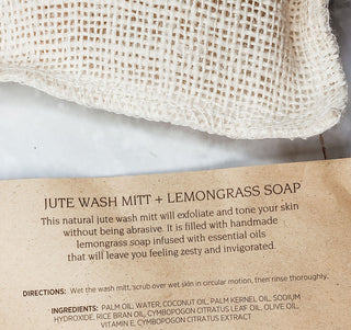 Exfoliating Jute Bath Mitt with Essential Oil Soap – Natural Spa Set