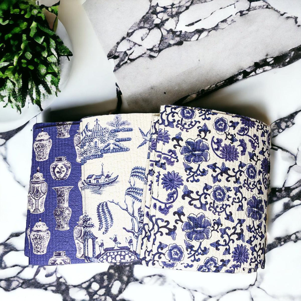 Chinoiserie Biodegradable Kitchen Cloth – Eco-Friendly Multipurpose Cleaning Cloth