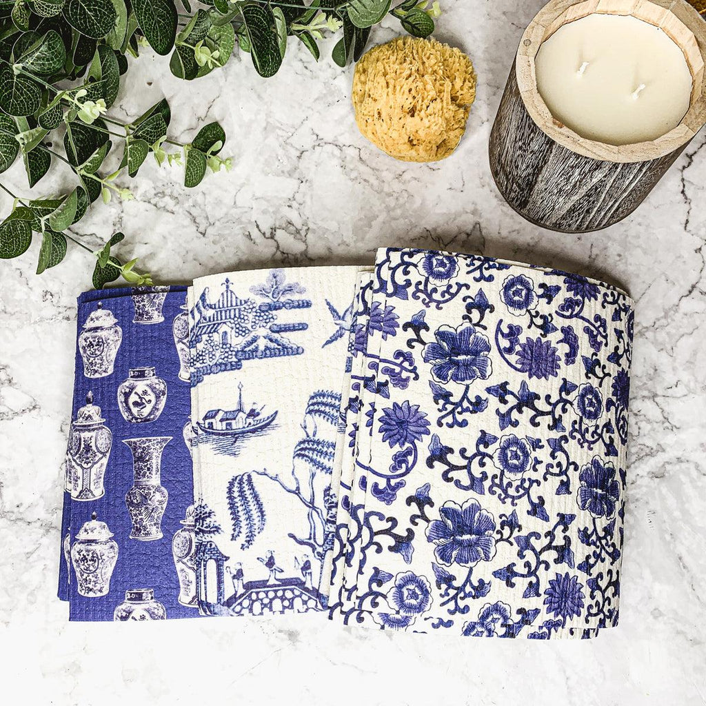 Chinoiserie Biodegradable Kitchen Cloth – Eco-Friendly Multipurpose Cleaning Cloth