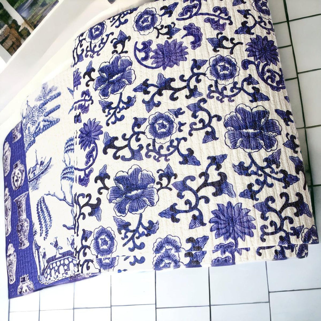Chinoiserie Biodegradable Kitchen Cloth – Eco-Friendly Multipurpose Cleaning Cloth