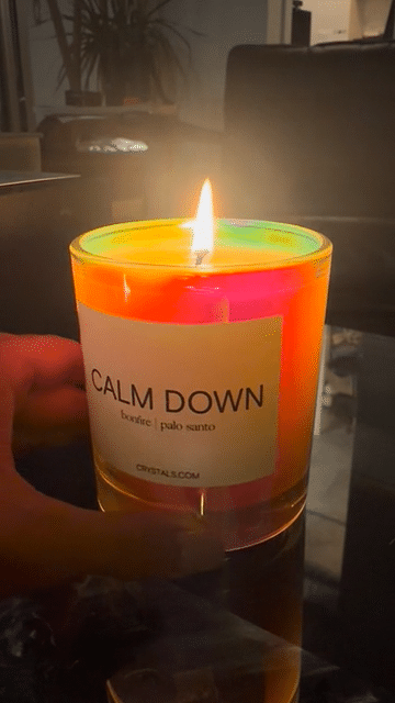 CALM DOWN Candle – Palo Santo Coconut Wax Candle for Relaxation & Grounding