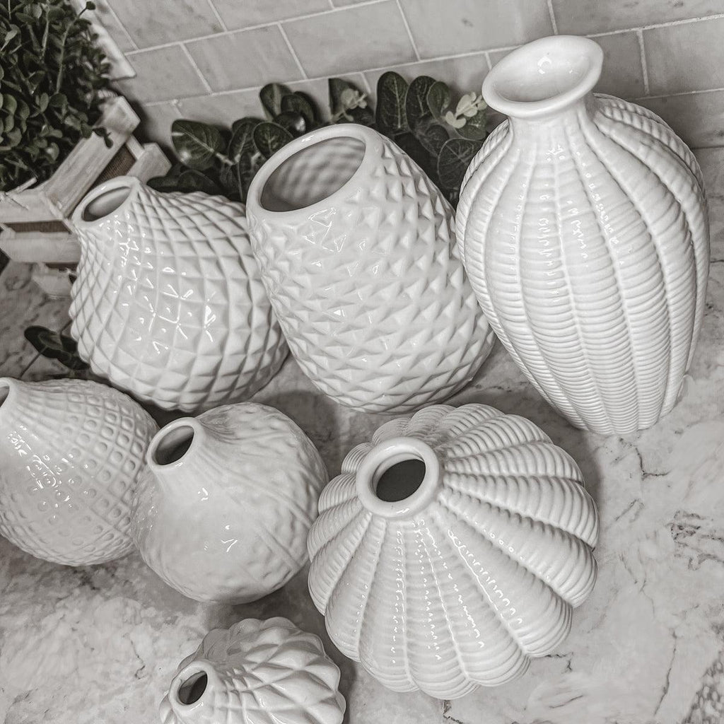 Whitney Artisan White Ceramic Vases – Sculptural Collection