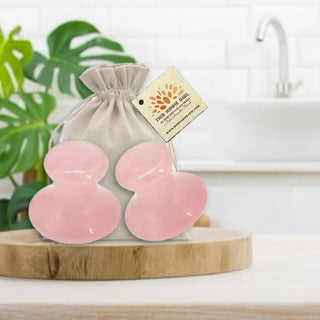 Rose Quartz Gua Sha Mushrooms – Crystal Facial & Body Massage Set