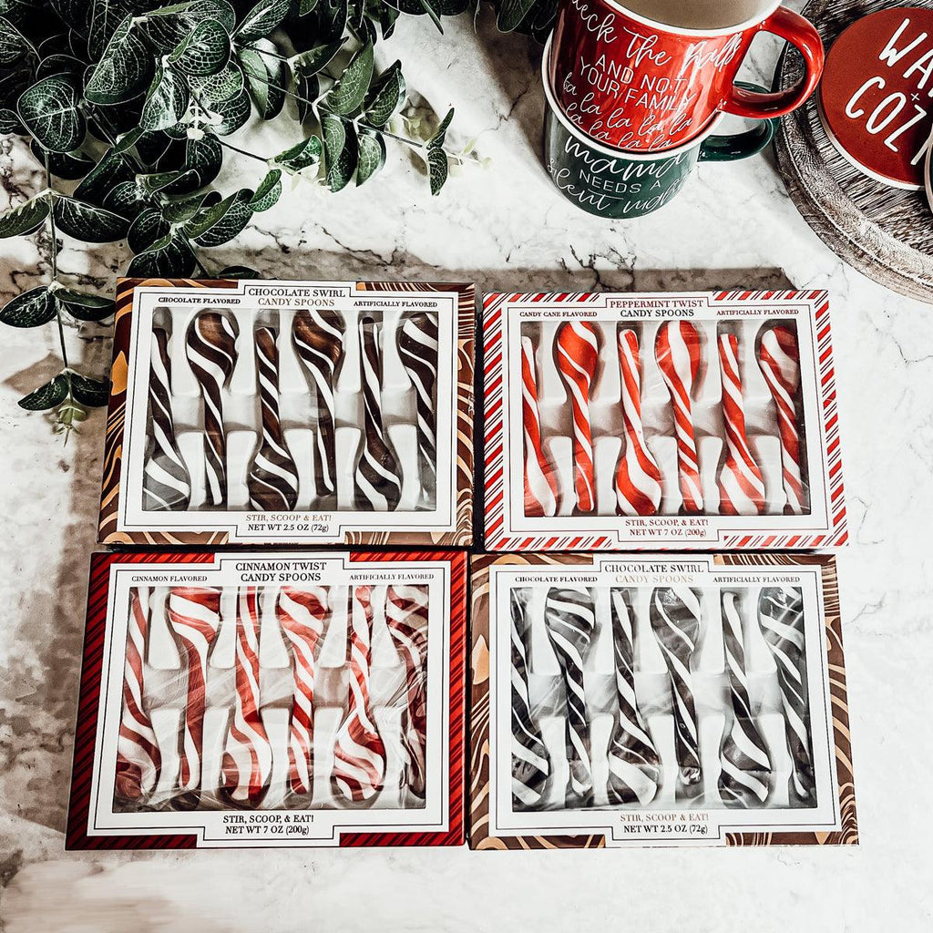 Holiday Edible Sugar Spoons – Peppermint, Cinnamon or Hot Cocoa (Set of 6)