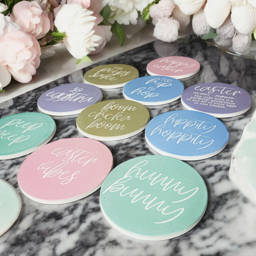 Easter & Spring Ceramic Coasters – Matte Finish Seasonal Collection (4
