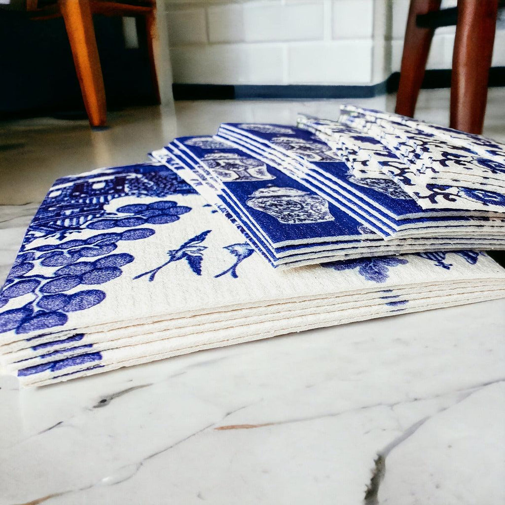 Chinoiserie Biodegradable Kitchen Cloth – Eco-Friendly Multipurpose Cleaning Cloth