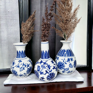 Mediterranean Canton Chinoiserie Porcelain Vases – Hand-Painted
