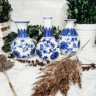 Mediterranean Canton Chinoiserie Porcelain Vases – Hand-Painted