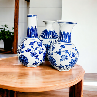Mediterranean Canton Chinoiserie Porcelain Vases – Hand-Painted