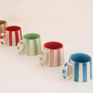 Ceramic Blue Stripe Coffee Cup Set of 4