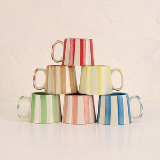 Ceramic Blue Stripe Coffee Cup Set of 4