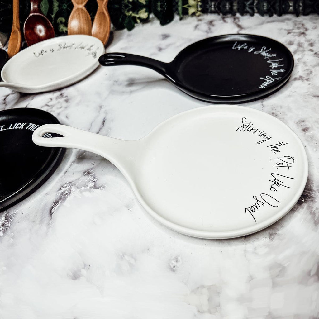 Give it a Rest Funny Spoon Rest & Wooden Spoon Set – Porcelain Kitchen Spoon Holder Gift