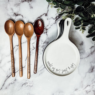 Give it a Rest Funny Spoon Rest & Wooden Spoon Set – Porcelain Kitchen Spoon Holder Gift