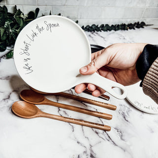 Give it a Rest Funny Spoon Rest & Wooden Spoon Set – Porcelain Kitchen Spoon Holder Gift