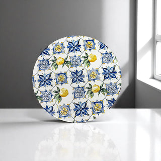 Mediterranean Lemon Ceramic Coasters – Blue Tile & Citrus Designs (4