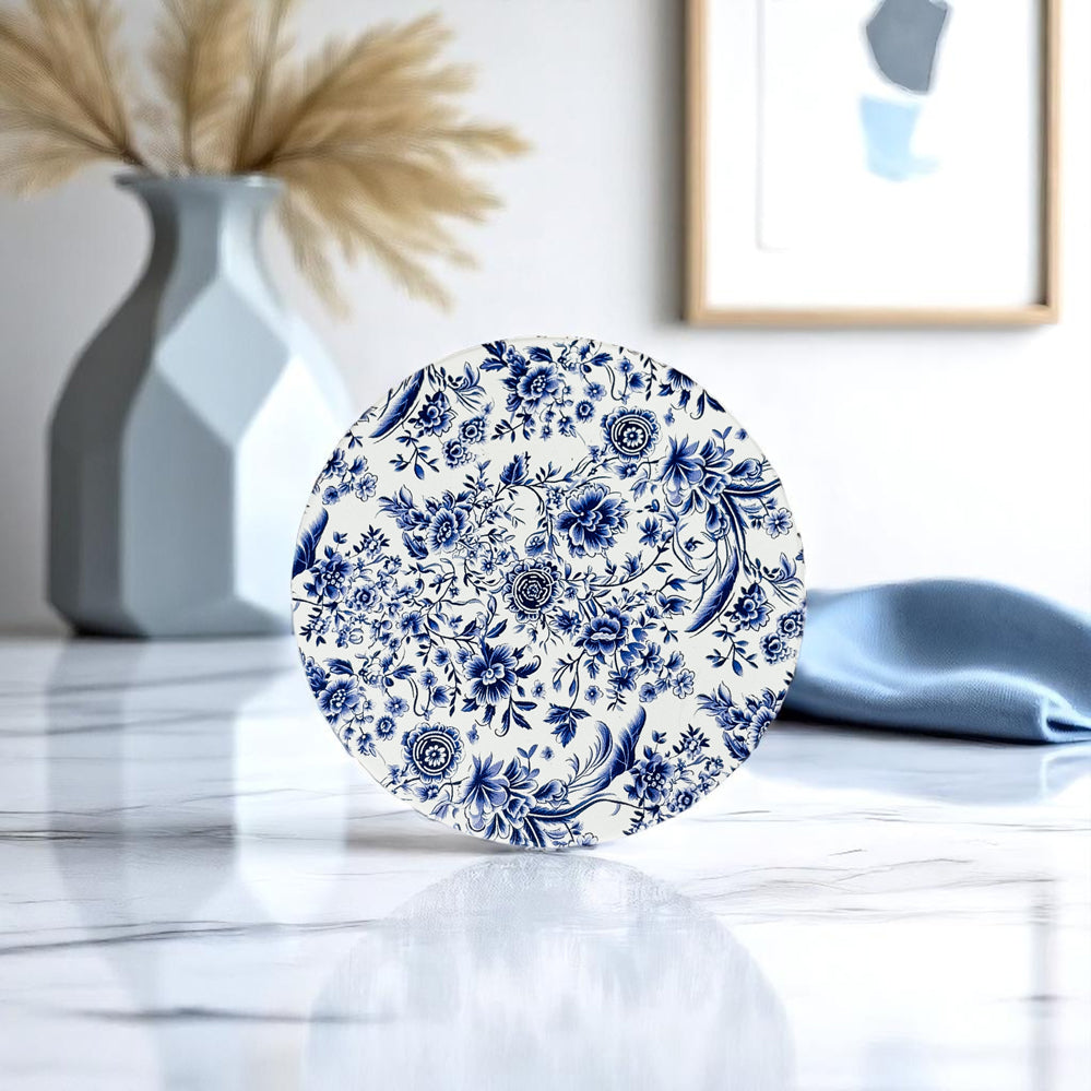 Blue & White Chinoiserie Ceramic Coasters – Classic Porcelain-Inspired Designs