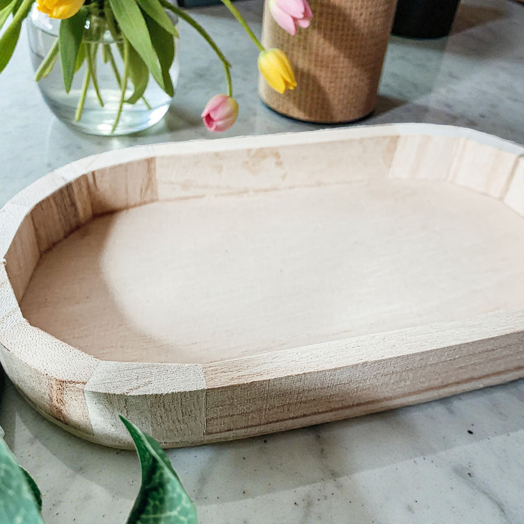 Rustic Wooden Trinket Tray – Handmade Paulownia Wood Organizer