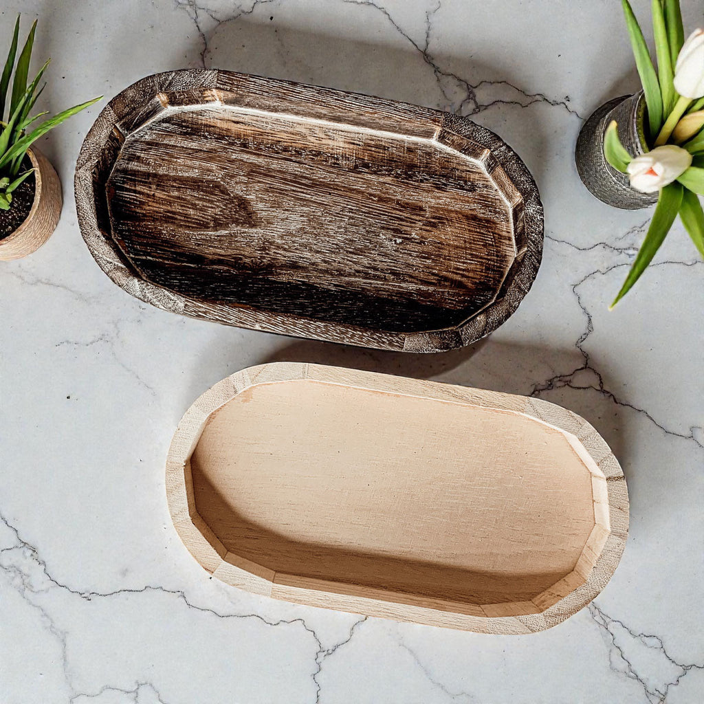 Rustic Wooden Trinket Tray – Handmade Paulownia Wood Organizer
