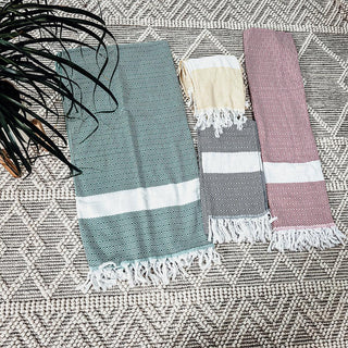 Haley Diamond Turkish Cotton Towel – Jacquard Diamond or Stripe Design (200 GSM)