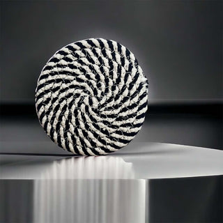 Black & White Braided Rope Coasters – Classic Cotton Drink Coasters (Set of 4)