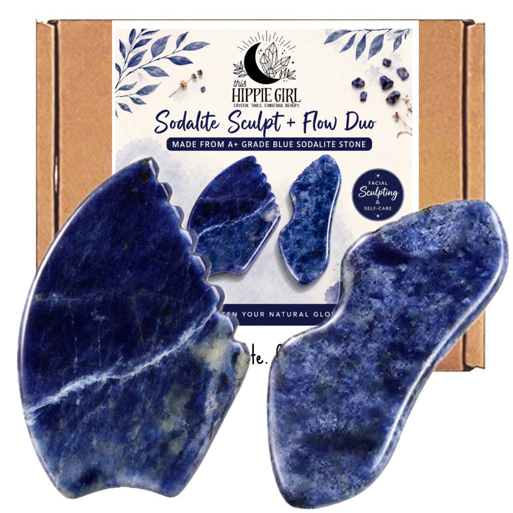 Blue Sodalite Gua Sha Set – Facial Sculpting & Massage Tools