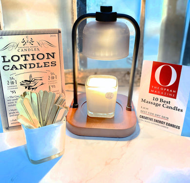 Black & Wood Candle Warmer Lamp