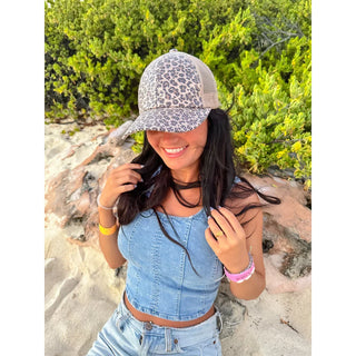 Clear Sequin Leopard C.C Ball Cap – Sparkle Animal Print Baseball Hat