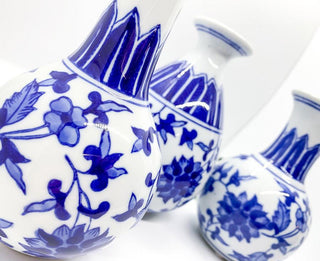 Mediterranean Canton Chinoiserie Porcelain Vases – Hand-Painted