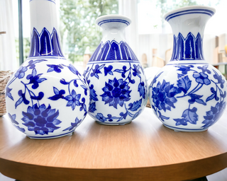 Mediterranean Canton Chinoiserie Porcelain Vases – Hand-Painted