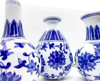 Mediterranean Canton Chinoiserie Porcelain Vases – Hand-Painted