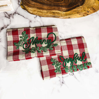 Holiday Charcuterie Board & Tartan Kitchen Towel Set – Merry or Joyful