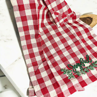Holiday Charcuterie Board & Tartan Kitchen Towel Set – Merry or Joyful