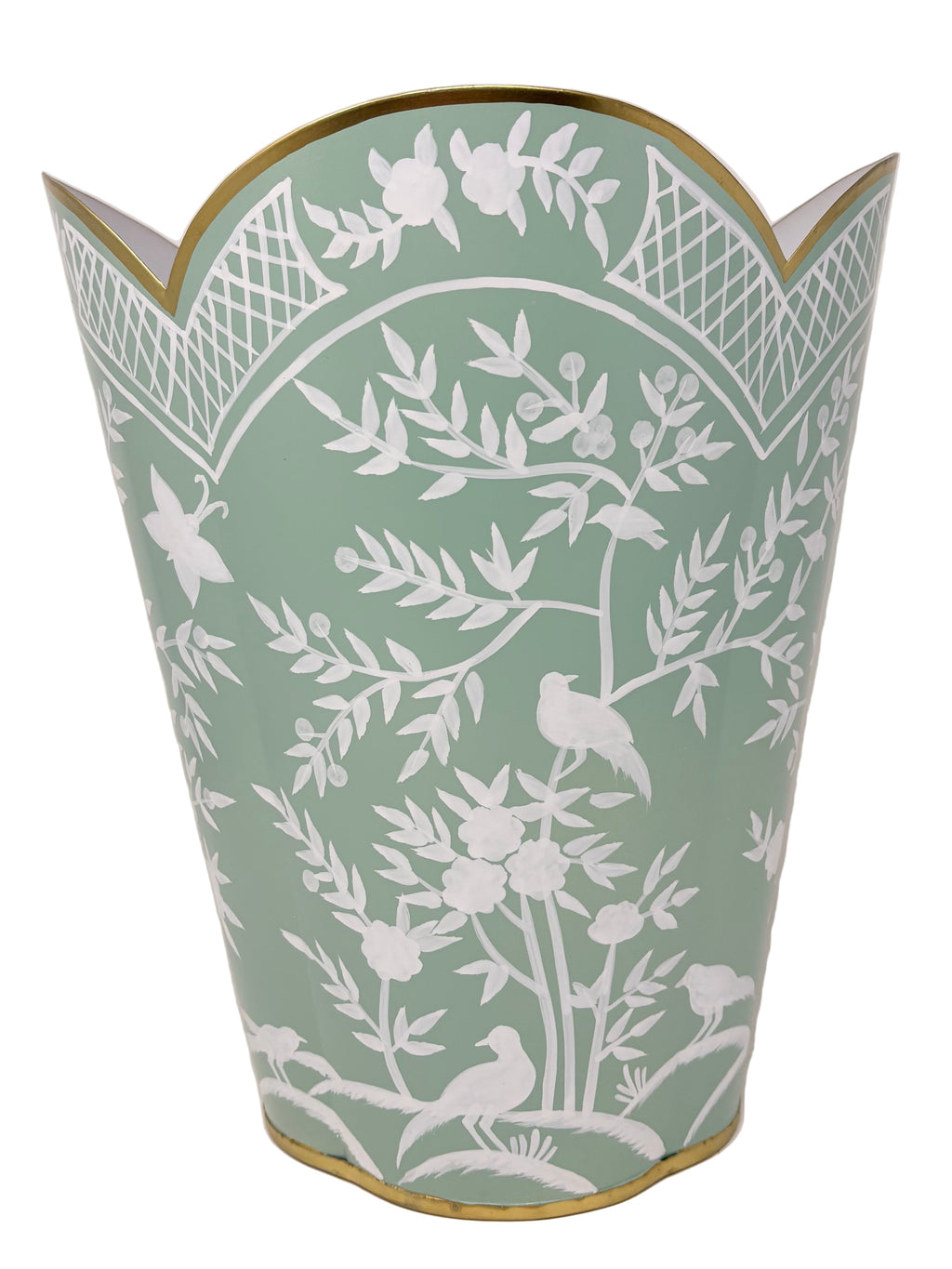 Celadon & White Wastepaper Basket | Classic Decorative Bin