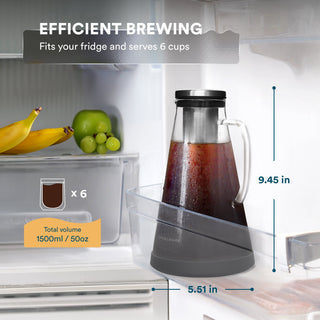 Glass Cold Brew Coffee Maker with Filter – 34 oz or 50.7 oz
