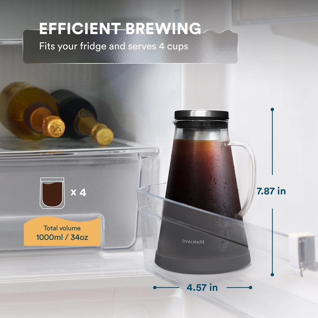 Glass Cold Brew Coffee Maker with Filter – 34 oz or 50.7 oz