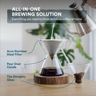 Glass Pour-Over Coffee Maker with Reusable Filter – 17 oz