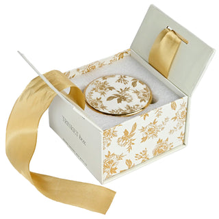 Gold Delft Ceramic Trinket Box with Lid