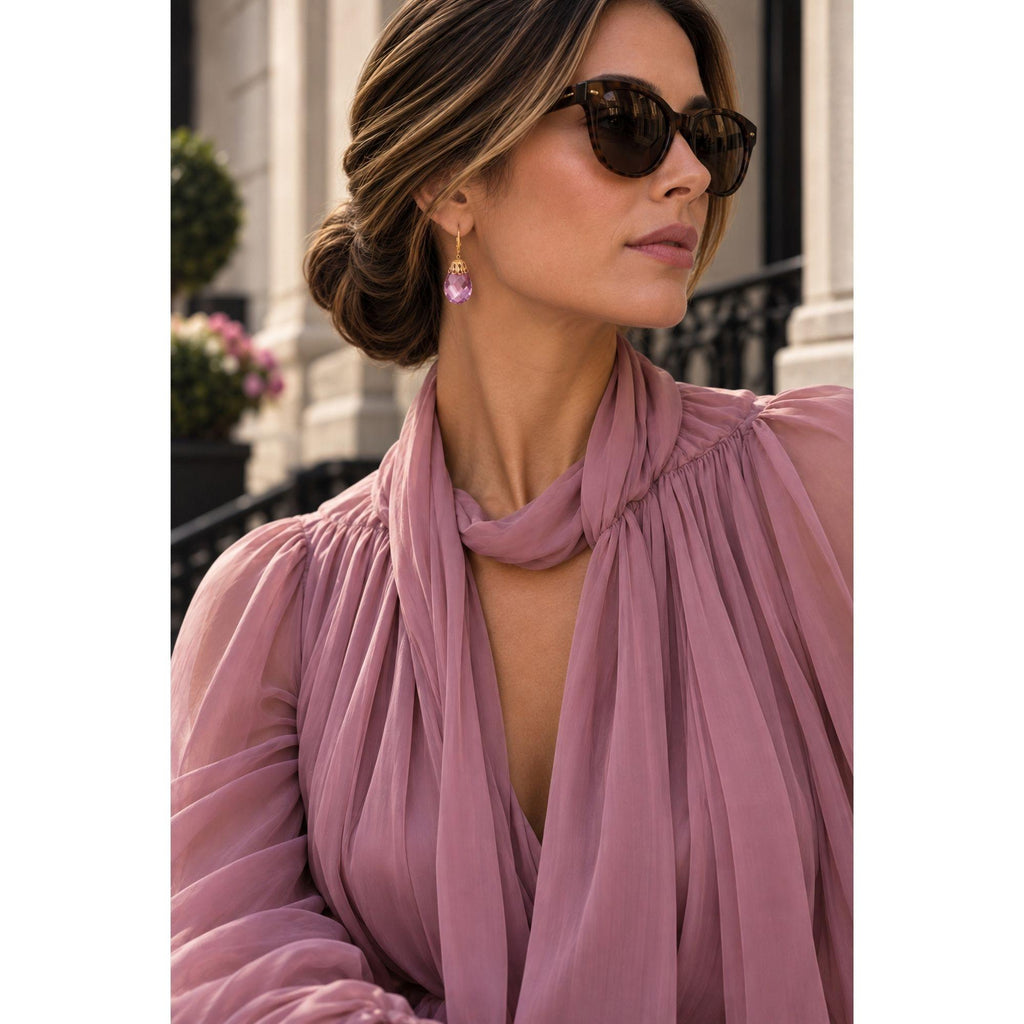Pink Briolette Crystal Earrings