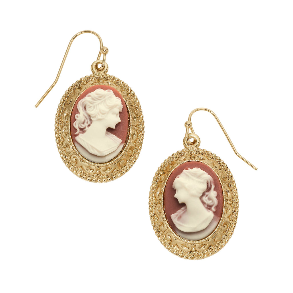 Carnelian Cameo Wire Earrings