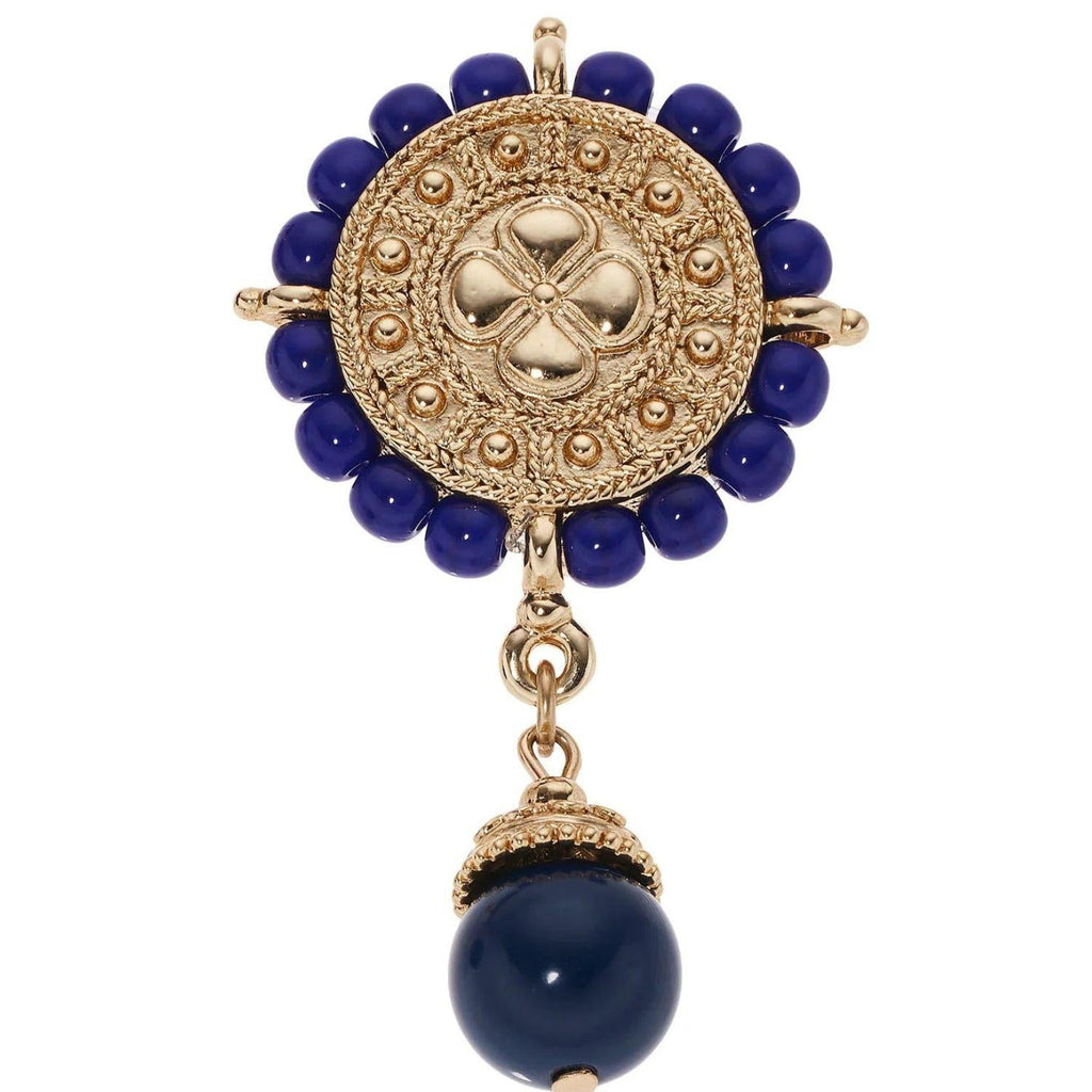 Gold Medallion with Lapis Clip Earrings