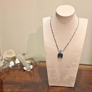 Blue Venetian Glass Intaglio Pendant Necklace