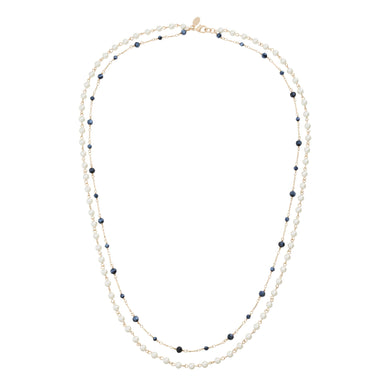 Glass Pearl & Hematite Double Strand Necklace