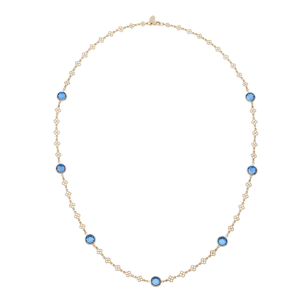 Sapphire Crystal Station Filigree Necklace