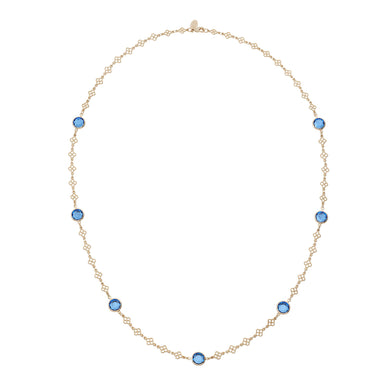 Sapphire Crystal Station Filigree Necklace