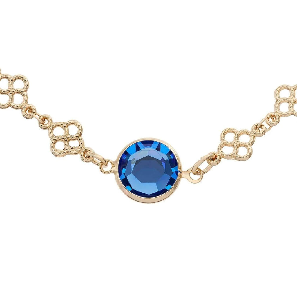 Sapphire Crystal Station Filigree Necklace