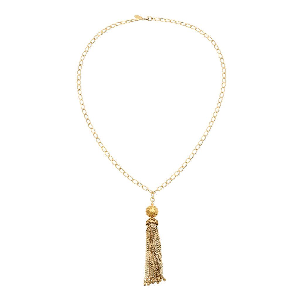 18K Gold Articulating Tassel Pendant Necklace