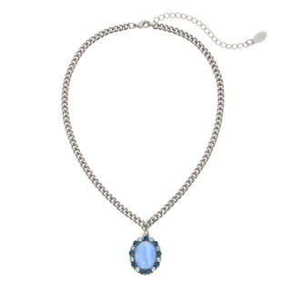Silver Blue Moonstone Pendant Necklace