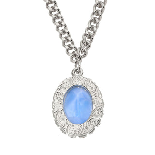 Silver Blue Moonstone Pendant Necklace