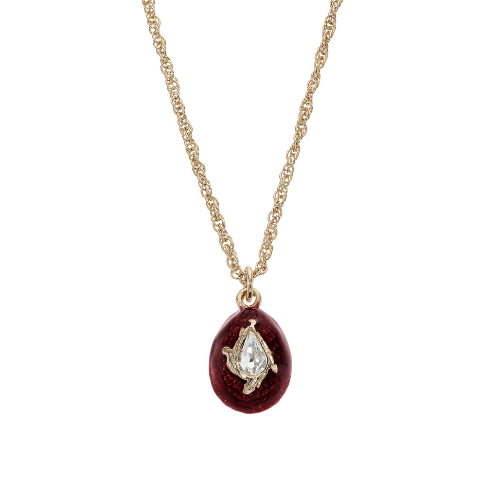 Egg Pendant Necklace with Crystals
