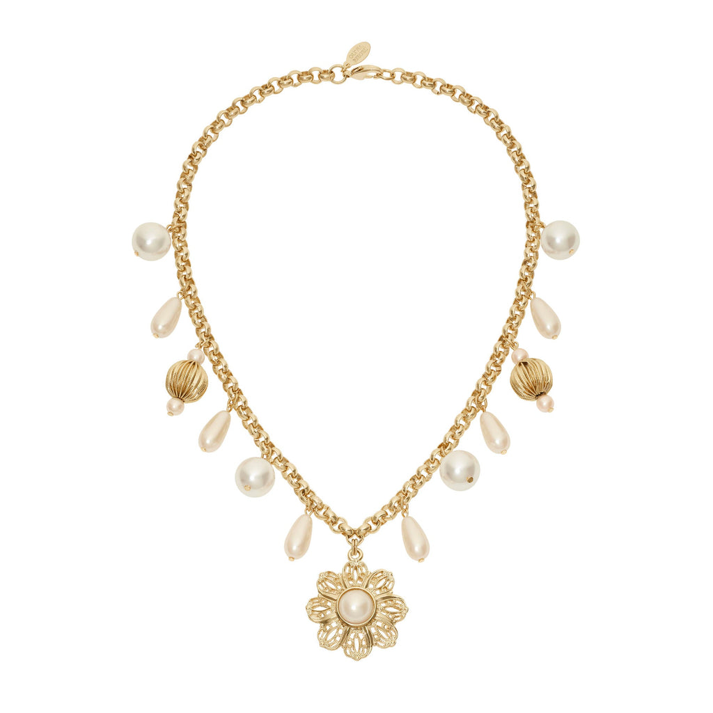 Gold Pearl Drop Necklace